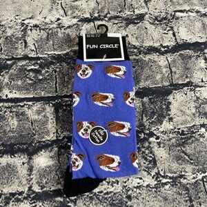 Fun Circle Men's Blue Dogs Sox size 10-13 Crew Socks 1 Pair Shoe sz 6-12